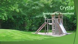  Presentation with playground - Audience pleasing theme consisting of playground in a city park backdrop and a forest green colored foreground