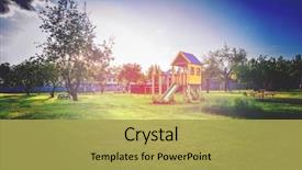  Presentation with playground - Colorful slides enhanced with playground of children's near backdrop and a yellow colored foreground