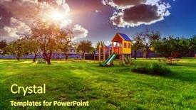  Presentation with playground - Colorful presentation design enhanced with playground of children's near backdrop and a tawny brown colored foreground