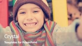  Presentation with playground - PPT theme consisting of playground park on cludy autum background and a  colored foreground