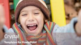  Presentation with playground - Slide deck consisting of playground park on cludy autum background and a coral colored foreground