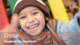  Presentation with playground - Theme featuring playground park on cludy autum background and a coral colored foreground