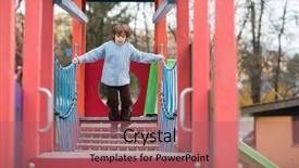  Presentation with playground - Cool new PPT theme with playground park on cludy autum backdrop and a coral colored foreground