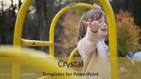  Presentation with fun - PPT theme featuring playground park on cludy autum background and a gold colored foreground