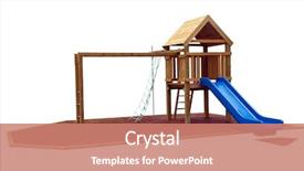  Presentation with childrens - Presentation having playground slide - childrens play equipment isolated background and a coral colored foreground