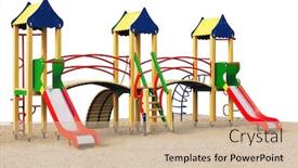  Presentation with playground - Beautiful PPT theme featuring playground without children isolated backdrop and a soft green colored foreground