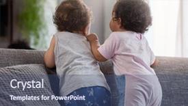  Presentation with interaction - PPT layouts with playgroup - back view of baby boy background and a ocean colored foreground