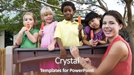  Presentation with diverse children - PPT layouts enhanced with playgroup - diverse group of preschool 5 background and a tawny brown colored foreground