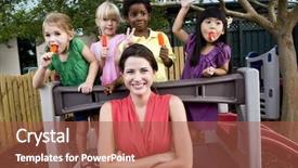  Presentation with diverse children - PPT theme consisting of playgroup - diverse group of preschool 5 background and a red colored foreground