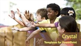  Presentation with daycare - Cool new PPT theme with playgroup - diverse group of preschool 5 backdrop and a tawny brown colored foreground