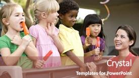  Presentation with daycare - Slides enhanced with playgroup - diverse group of preschool 5 background and a red colored foreground