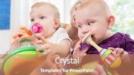 Presentation with infants - PPT layouts consisting of playgroup - infants with pacifier in toddler background and a coral colored foreground
