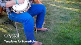  Presentation with music - Cool new slides with playing a banjo creating music backdrop and a tawny brown colored foreground