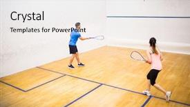  Presentation with game - Cool new slides with playing a game of squash backdrop and a white colored foreground
