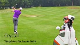  Presentation with iron - Beautiful slide set featuring playing a mid iron fairway backdrop and a gold colored foreground