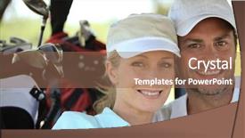  Presentation with golf - Colorful presentation design enhanced with playing a round of golf backdrop and a coral colored foreground