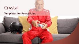  Presentation with background - Beautiful theme featuring playing a videogame with joystick backdrop and a lemonade colored foreground