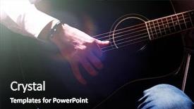  Presentation with acoustic - Colorful slides enhanced with playing acoustic guitar on dark backdrop and a black colored foreground