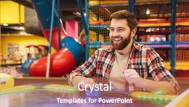  Presentation with hockey - Amazing presentation theme having playing air hockey at arcade backdrop and a coral colored foreground