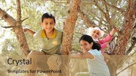  Presentation with children climbing - Colorful PPT theme enhanced with rainbow trout with fresh spices on the wooden backdrop and a coral colored foreground