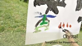  Presentation with palestine - PPT theme with playing and drawing outdoor war background and a soft green colored foreground