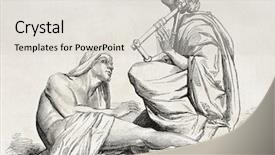  Presentation with old music - Cool new presentation theme with old illustration of a statue depicting berbers playing and listening lyre music created by bartholdi published on l'illustration journal universel paris 1857 backdrop and a light gray colored foreground