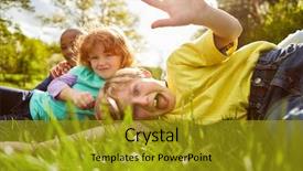  Presentation with children playing - Presentation having cheeky - children playing as friends background and a gold colored foreground