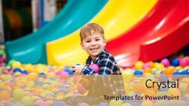  Presentation with cheerful - Audience pleasing theme consisting of playing at indoor playground backdrop and a yellow colored foreground