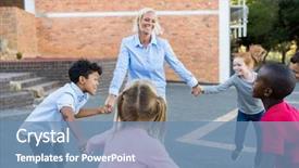  Presentation with children multiethnic - Audience pleasing slide deck consisting of playing at summer camp backdrop and a teal colored foreground