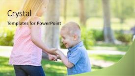  Presentation with sister - Beautiful PPT theme featuring playing at the park togther backdrop and a  colored foreground