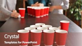  Presentation with beer pong table - Presentation design enhanced with playing beer pong on table background and a tawny brown colored foreground