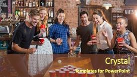  Presentation with beer pong table - Theme featuring playing beer pong on table background and a tawny brown colored foreground