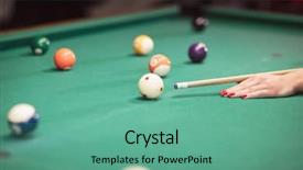  Presentation with billiard - PPT theme featuring playing billiard - close-up shot background and a seafoam green colored foreground