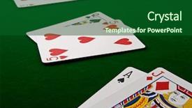  Presentation with blackjack - PPT theme consisting of playing blackjack background and a forest green colored foreground