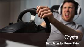  Presentation with angry people - Amazing theme having playing car racing video game backdrop and a wine colored foreground