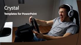  Presentation with car racing - Cool new presentation with playing car racing video game backdrop and a dark gray colored foreground