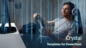  Presentation with car racing - PPT theme having playing car racing video game background and a ocean colored foreground