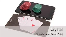  Presentation with playing cards - Slide deck featuring playing cards and chips with a tablet on a white background background and a light gray colored foreground