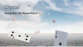  Presentation with playing cards - Colorful presentation theme enhanced with playing-cards-falling-mixed-media backdrop and a light blue colored foreground