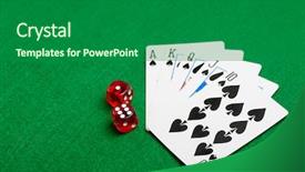  Presentation with playing cards - PPT layouts consisting of playing cards flush and red background and a forest green colored foreground