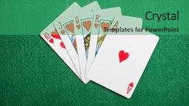  Presentation with deck of playing cards - Colorful theme enhanced with playing cards flush on green backdrop and a ocean colored foreground