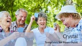  Presentation with playing cards - Theme featuring playing cards in a tournament background and a light blue colored foreground