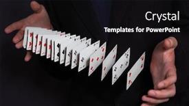  Presentation with playing cards - Presentation design with playing-cards-in-hands-over background and a black colored foreground