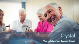  Presentation with playing cards - Slide set consisting of playing cards in the retirement background and a ocean colored foreground