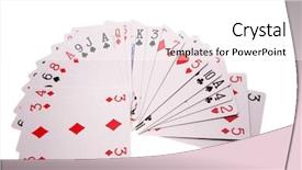  Presentation with deck of playing cards - Presentation enhanced with playing cards isolated over white background and a  colored foreground