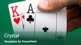  Presentation with playing cards - Slide deck with playing cards on a green background and a ocean colored foreground