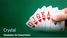  Presentation with playing cards - Cool new PPT theme with ace hearts - playing cards on a green backdrop and a forest green colored foreground