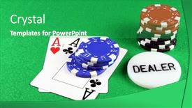  Presentation with playing cards - PPT theme featuring playing-cards-showing-a-pair background and a shamrock green colored foreground