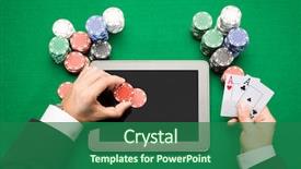  Presentation with online gambling - Presentation theme having playing cards tablet pc computer background and a ocean colored foreground