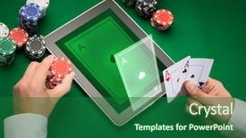  Presentation with poker chips - Amazing theme having playing cards tablet pc computer backdrop and a forest green colored foreground